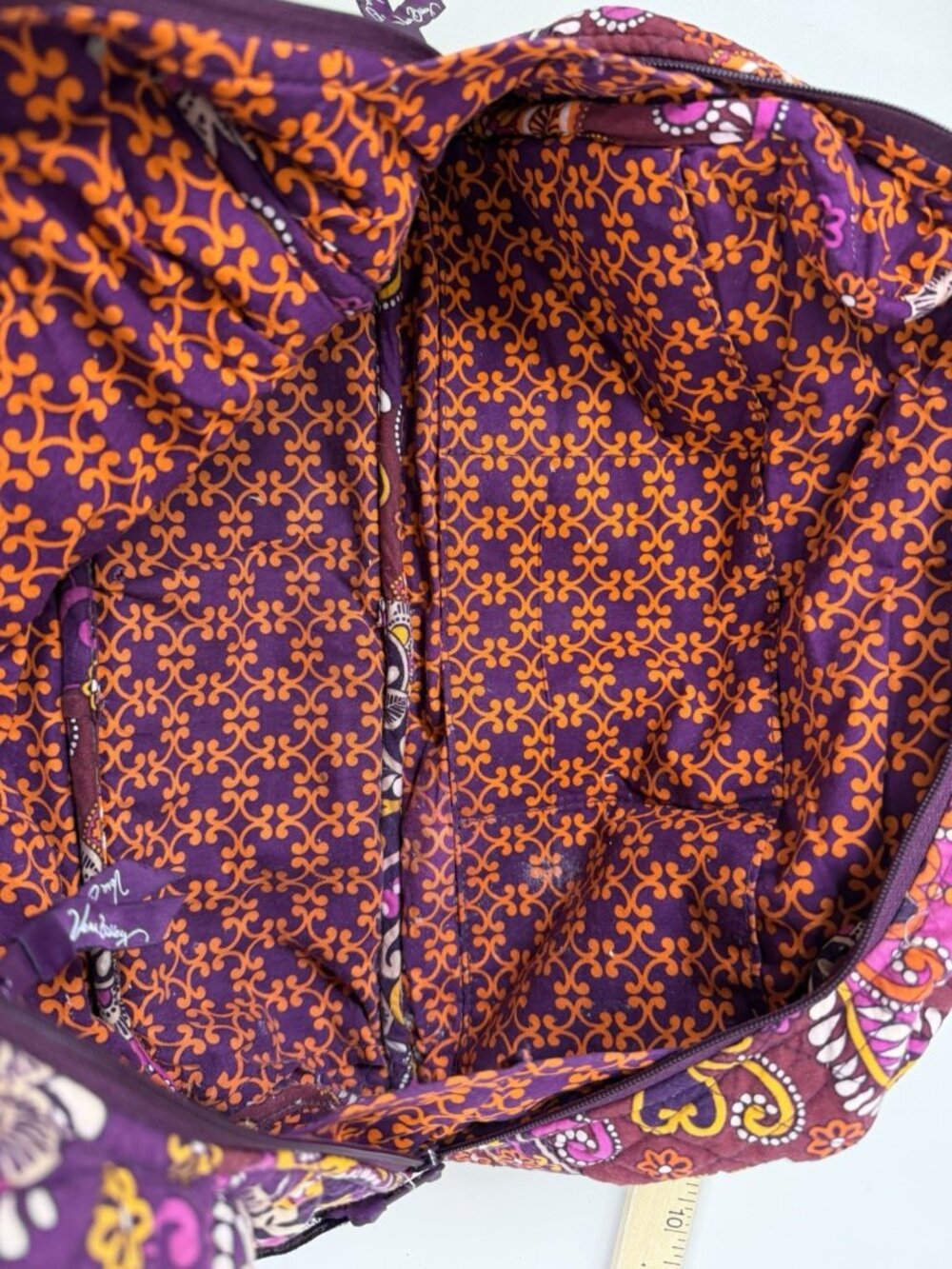 Vera Bradley Weekender Travel Bag Safari Sunset Burgundy Purple W/Handles EUC - Picture 14 of 16